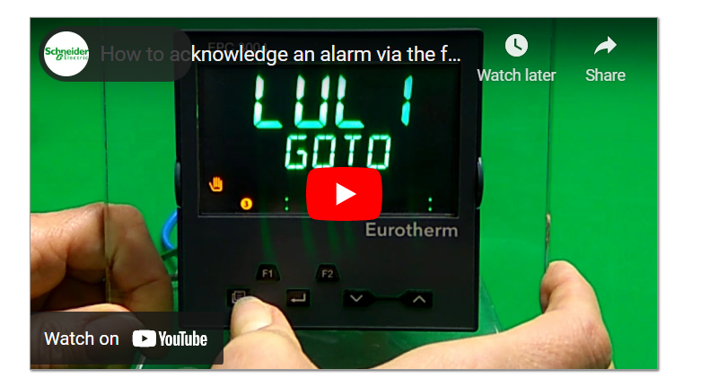 How to: acknowledge an alarm via the front panel of an Eurotherm EPC3000