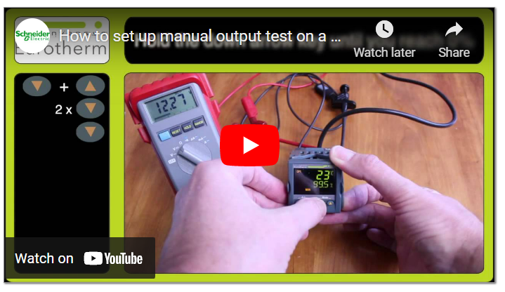 How to set up manual output test on a Eurotherm 3200 Controller
