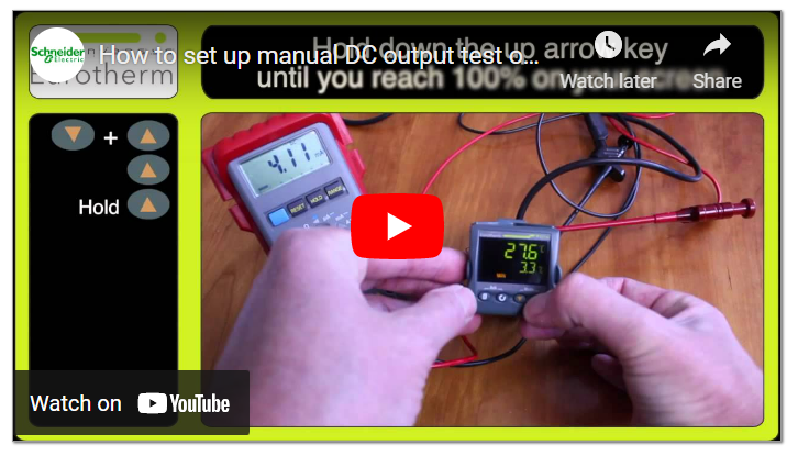 How to set up manual DC output test on a Eurotherm 3200 Controller