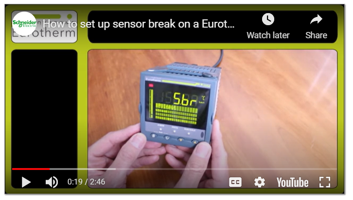 How to set up sensor break on a Eurotherm 3504 controller