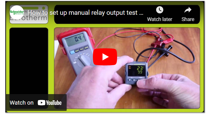 How to set up manual relay output test on a Eurotherm 3200 Controller