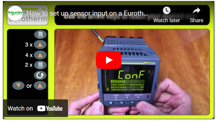 How to set up sensor input on a Eurotherm 3504 controller