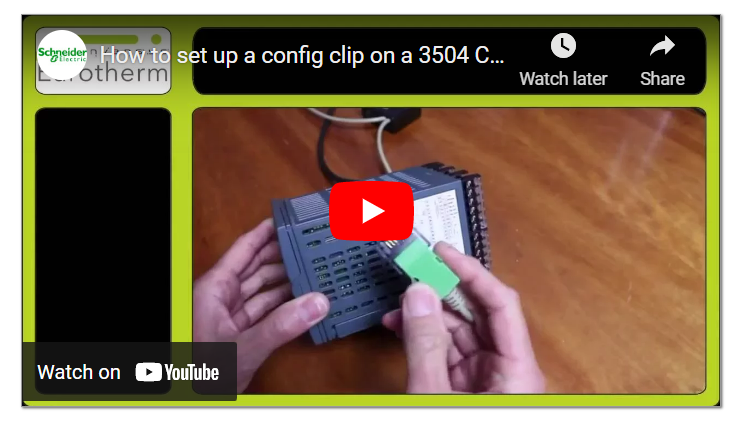 How to set up a configuration clip on a Eurotherm 3504 Controller