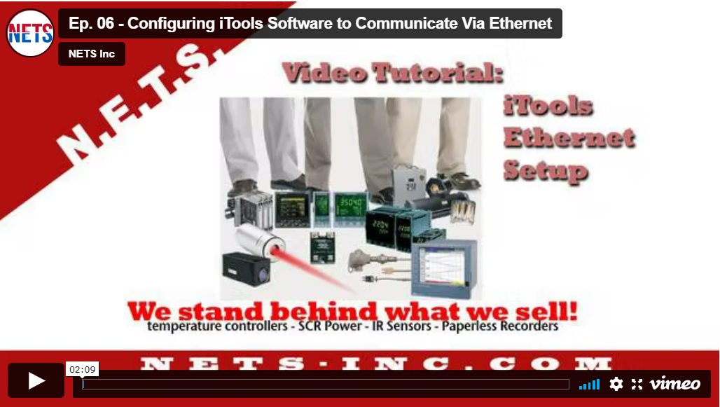 Configuring iTools Software to Communicate Via Ethernet