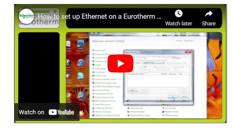 How to set up Ethernet on a Eurotherm 3504 Controller