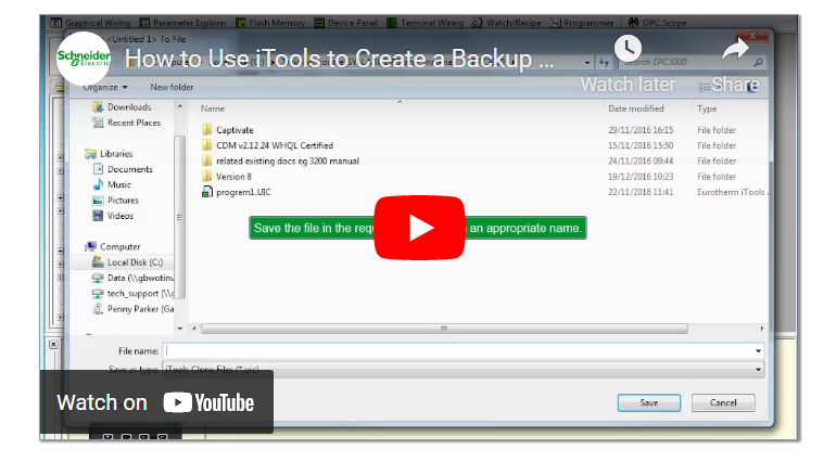 How to Use iTools to Create a Backup Clone File, Scan, and Connect to a Eurotherm EPC3000