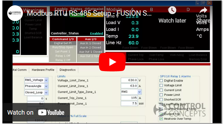 Modbus RTU RS-485 Setup – FUSION SCR Power Controller