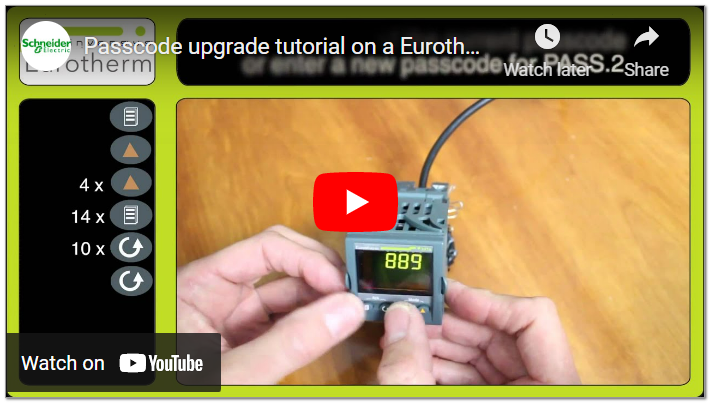 Passcode upgrade tutorial on a Eurotherm 3200 Controller